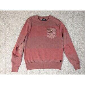 Roark Scout Striped Pocket Crewneck Sweater M Elbow Patches Brown Burgundy